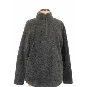 Charles River Apparel Womens M Gray Fleece Mock Neck 1/4 Zip Pullover Sweater